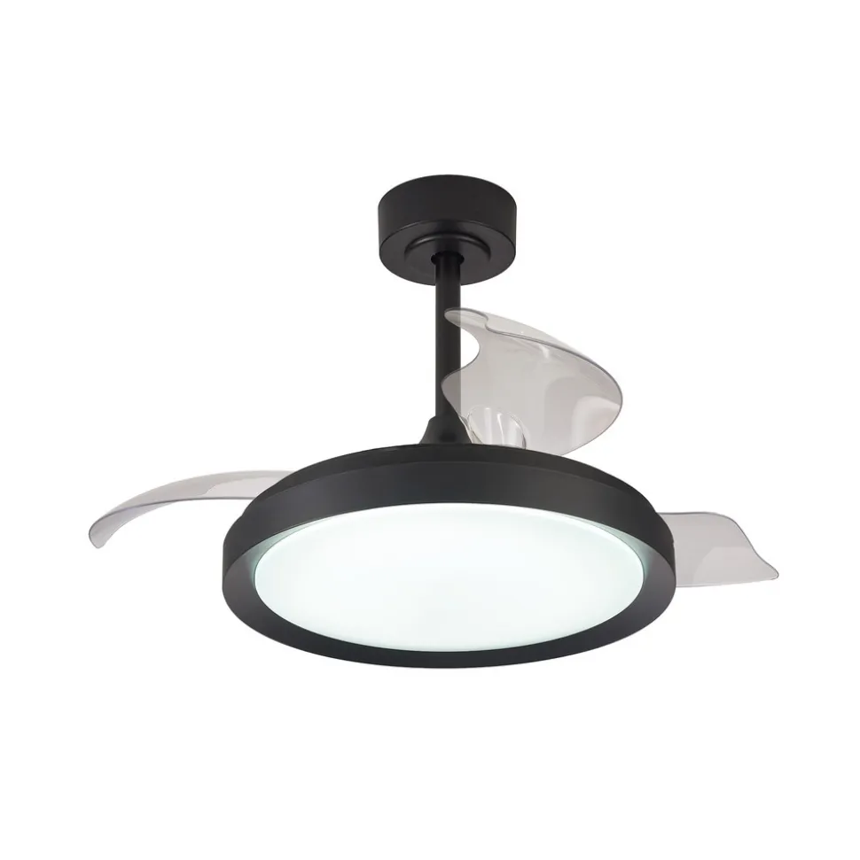 LED-loftventilator Mistral Mini sort DC støjsvag Ø91cm CCT