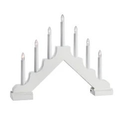 LED-lysestage Evelin i træ, 7 lyskilder, hvid