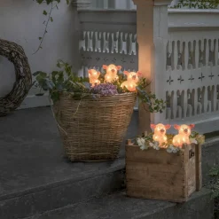LED-lysfigur gris, sæt med 5 som en kæde, pink
