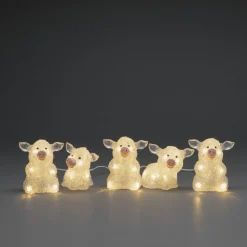 LED-lysfigur gris, sæt med 5 som kæde, klar