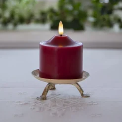 LED lysflamme, højde 9,5 cm rød ægte voks batteridrevet