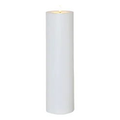 LED lys Flamme Rak 37,5 cm hvid plast batteridrevet