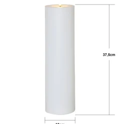 LED lys Flamme Rak 37,5 cm hvid plast batteridrevet