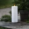 LED lys Flamme Rak 27,5 cm hvid plast batteridrevet