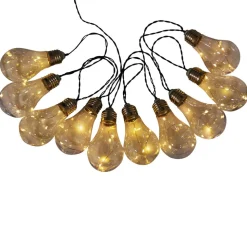LED-lyskæde m. solcelle, glødepære, 10 lyskilder