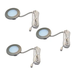 LED-møbelindbygningslampe FR 55, grå, plast, 3-pak