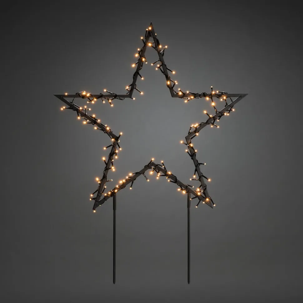 LED-metalstjerne med jordspyd, sort