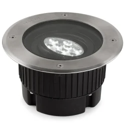 LED nedgravningslampe Gea, Ø 18 cm, 3000K, stål