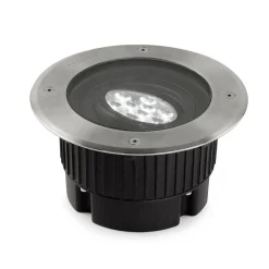 LED nedgravningslampe Gea, Ø 18 cm, 3000K, stål