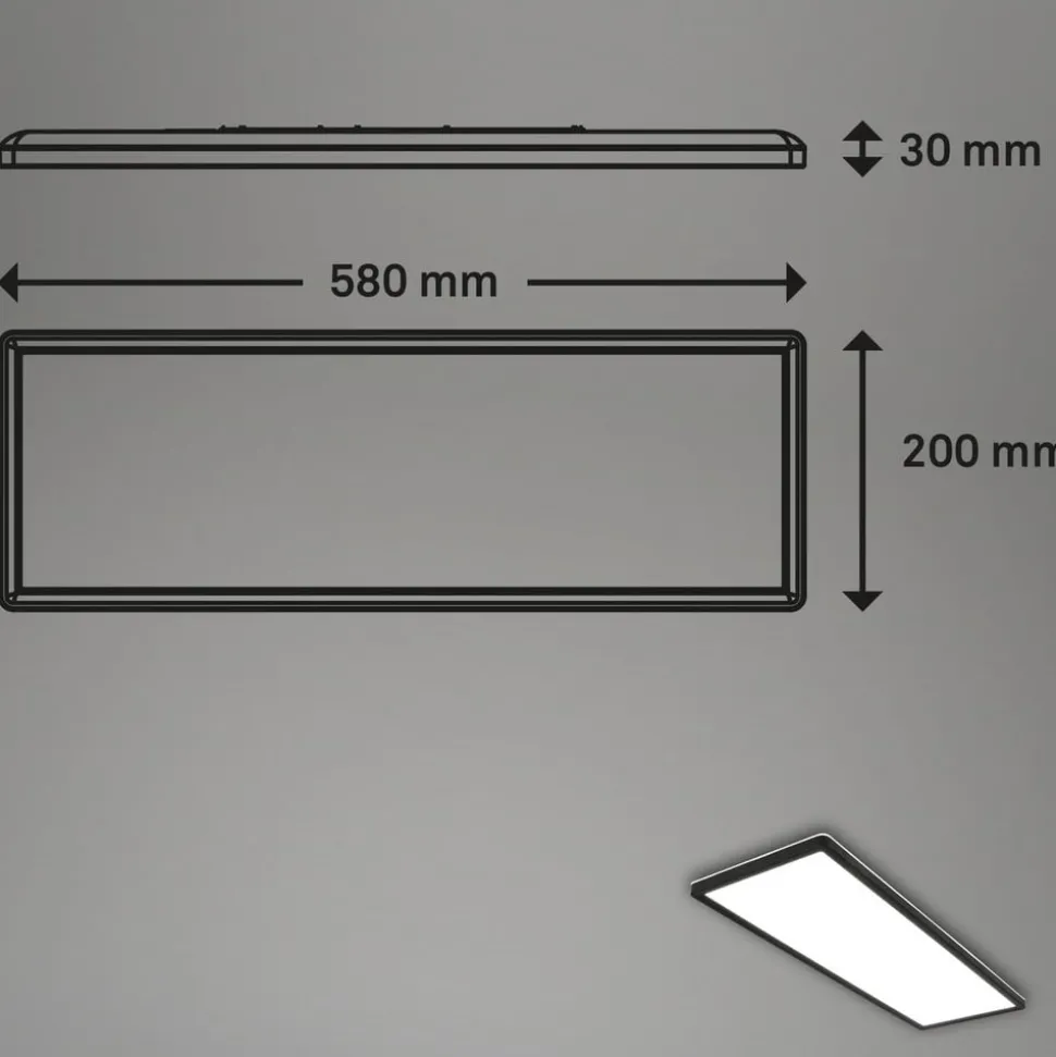 LED-panel til overflademontering Slim 58x20cm on/off 4.000K sort