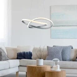 LED-pendel Course, mat nikkel, 3.000 K, Ø 60 cm, metal