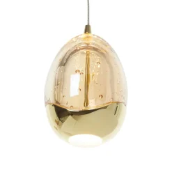 LED-pendel Rocio, 5-lys, rund, metal, glas, guld