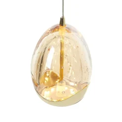 LED-pendel Rocio, 5-lys, rund, metal, glas, guld
