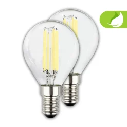 LED-pære dråbe E14 4W klar 3000K 840lm energiklasse 2er