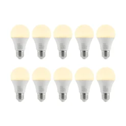 LED-pære E27 A60 9,5 W 3.000 K opal sæt med 10 stk