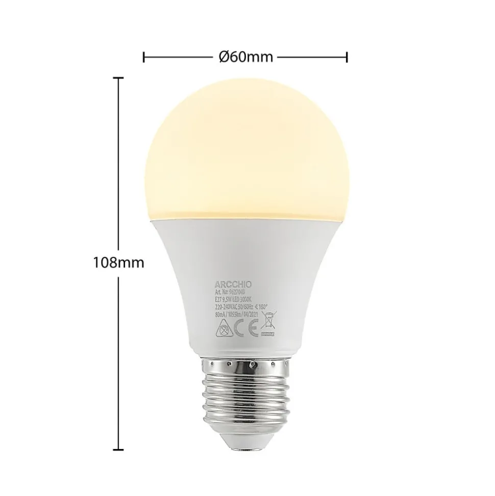 LED-pære E27 A60 9,5 W 3.000 K opal sæt med 10 stk