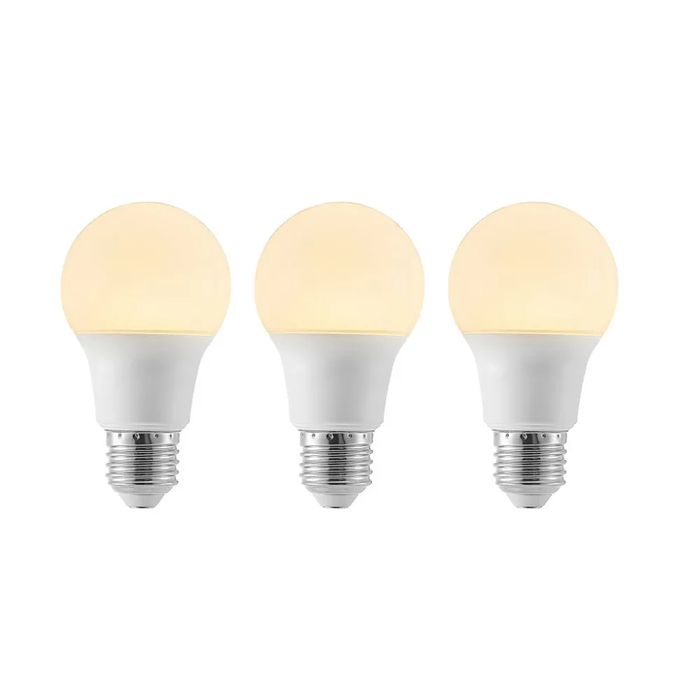 LED-pære E27 A60 8 W 3.000 K opal, sæt med 3 stk
