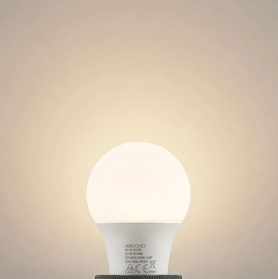 LED-pære E27 A60 8 W 3.000 K opal, sæt med 3 stk