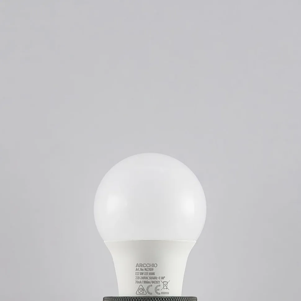 LED-pære E27 A60 8 W 3.000 K opal, sæt med 3 stk