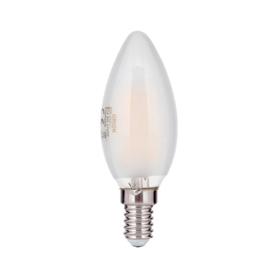 LED-pære E14 C35, mat, 2W, 2.700 K, 180 lm, dæmpbar