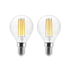 LED-pære E14 P45, 4W, klar, 2.700K, dæmpbar, sæt med 2 stk