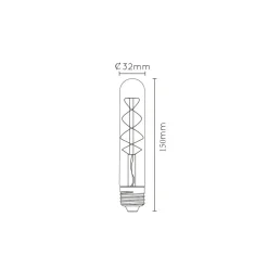 LED-pære E27 rør T30 5W 2,200K, dæmpbar 15cm
