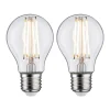 LED-pære E27 7W filamentpære 2.700K klar 2-pak