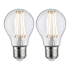 LED-pære E27 7W filamentpære 2.700K klar 2-pak