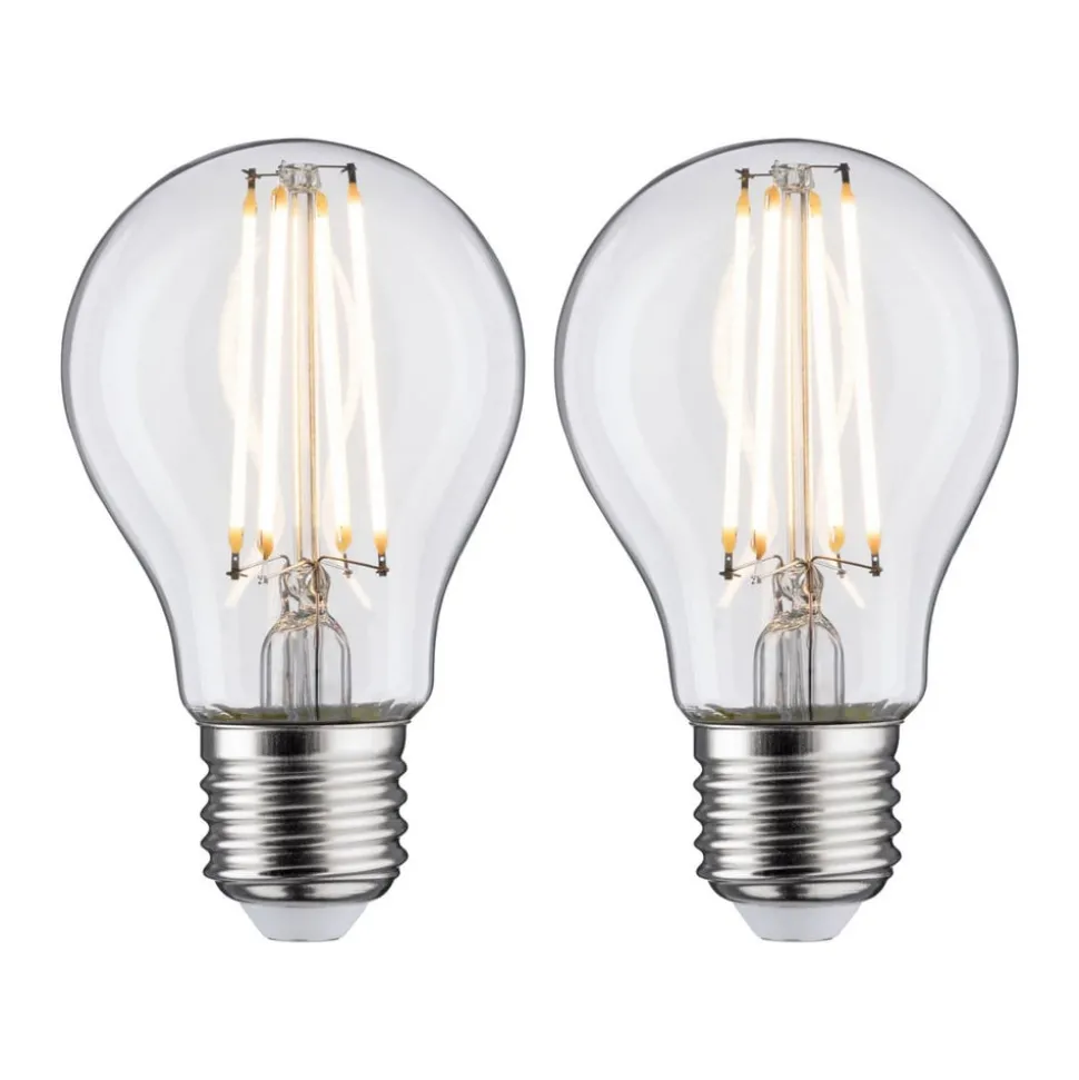 LED-pære E27 7W filamentpære 2.700K klar 2-pak