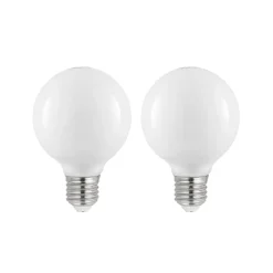LED-pære E27 8W G80 2.700K dæmpbar, opal, sæt med 2 stk