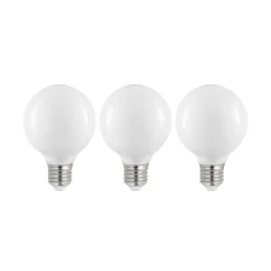 LED-pære E27 8W G80 2.700K dæmpbar, opal, sæt med 3 stk