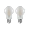LED-pære E27 6W 2.700 K dæmpes opal 2 stk