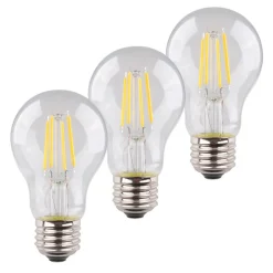 LED-pære E27 4 W 2.700 K filament, 3 stk, 470 lm
