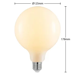 LED-pære E27 8W 2.700K G125 Globe, dæmpbar, opal