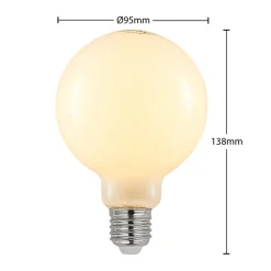 LED-pære E27 4W 2.700K G95 Globe, dæmpbar, opal