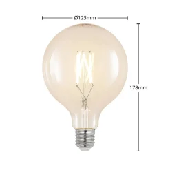 LED-pære E27 6W 2.700K G125 Globe, glødetråd, klar