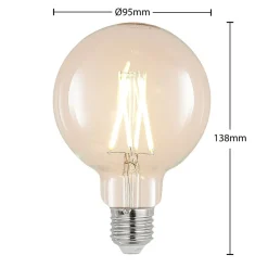 LED-pære E27 8W 2.700K G95 Globe, glødetråd, klar