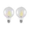 LED-pære E27 8 W 2.700 K G95 globe klar 2 stk