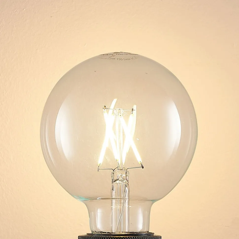 LED-pære E27 4 W 2.700 K G95 globe klar 2 stk