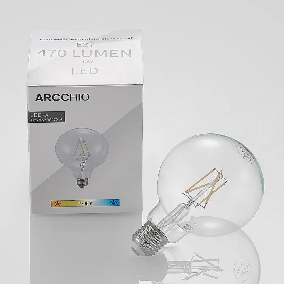 LED-pære E27 4 W 2.700 K G95 globe klar 2 stk