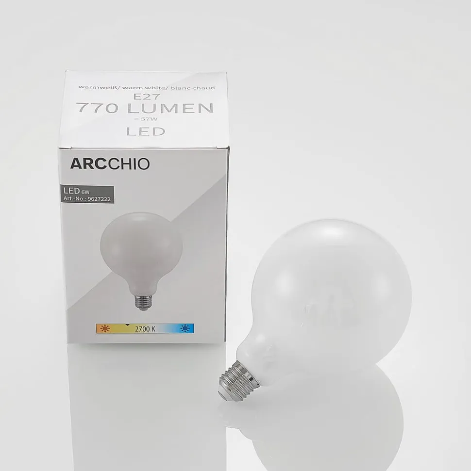 LED-pære E27 6W 2.700 K G125 kan dæmpes opal 3 stk