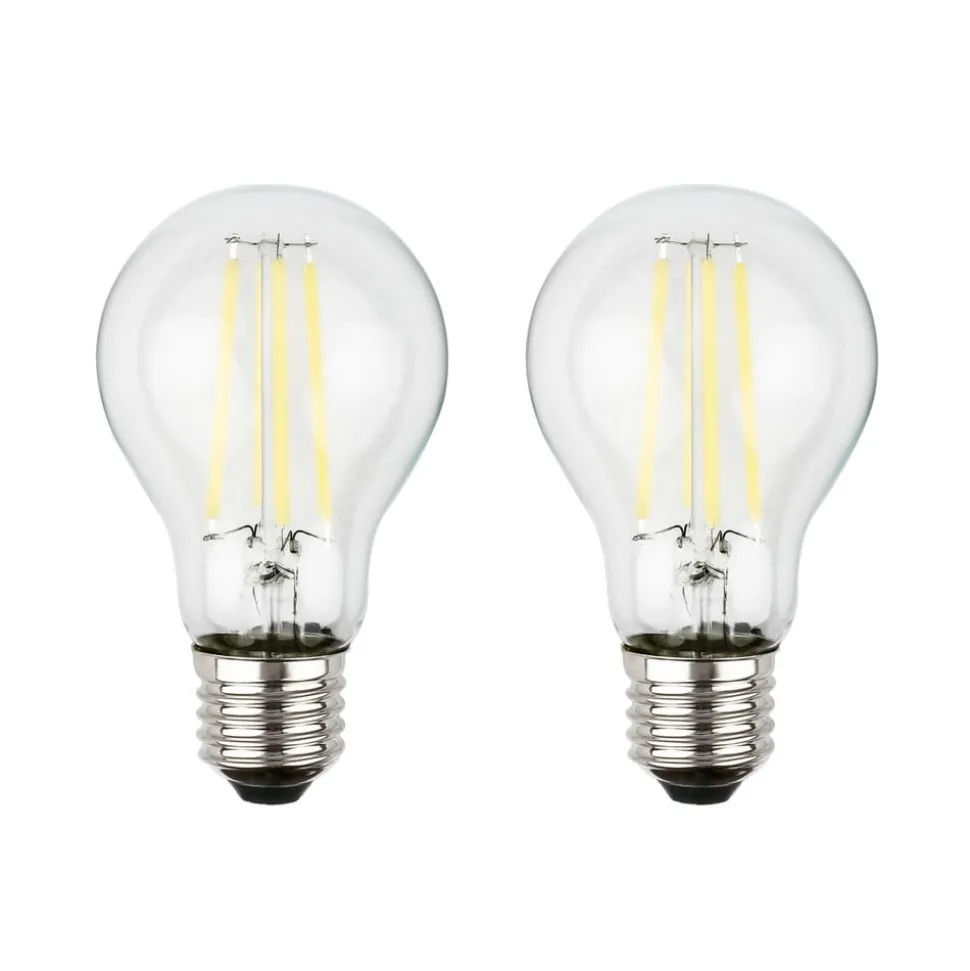 LED-pære E27 4W klar 3000K 840 lm energiklasse 2er
