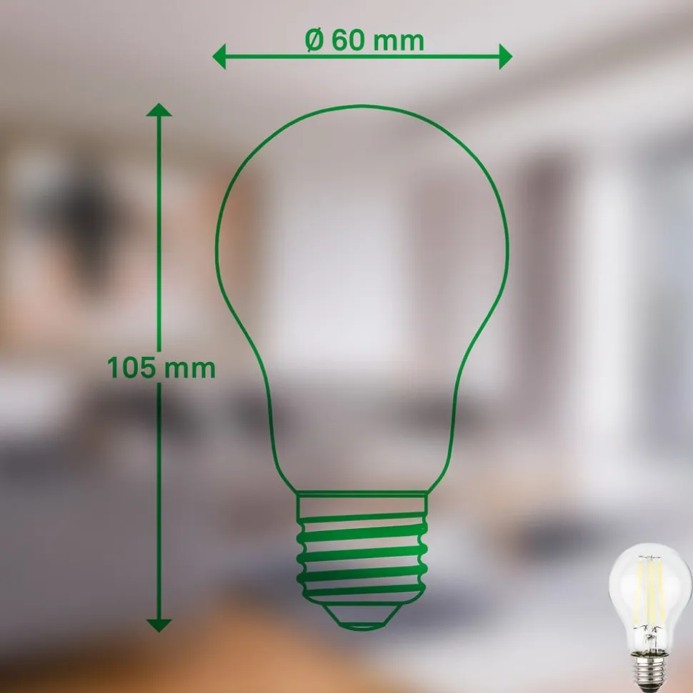 LED-pære E27 4W klar 3000K 840 lm energiklasse 2er