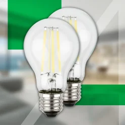 LED-pære E27 4W klar 3000K 840 lm energiklasse 2er