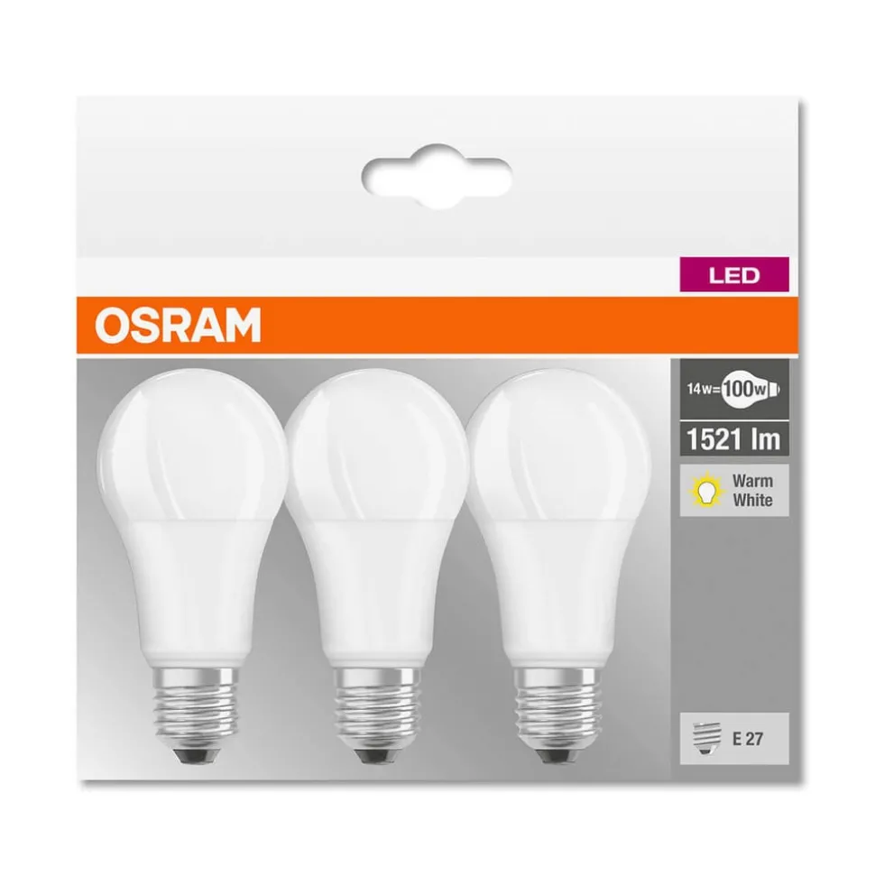 LED-pære E27 14W, varmhvid, 3'er sæt