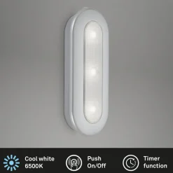 LED Push Light Row, batteridrift, 6.500 K, 15 cm