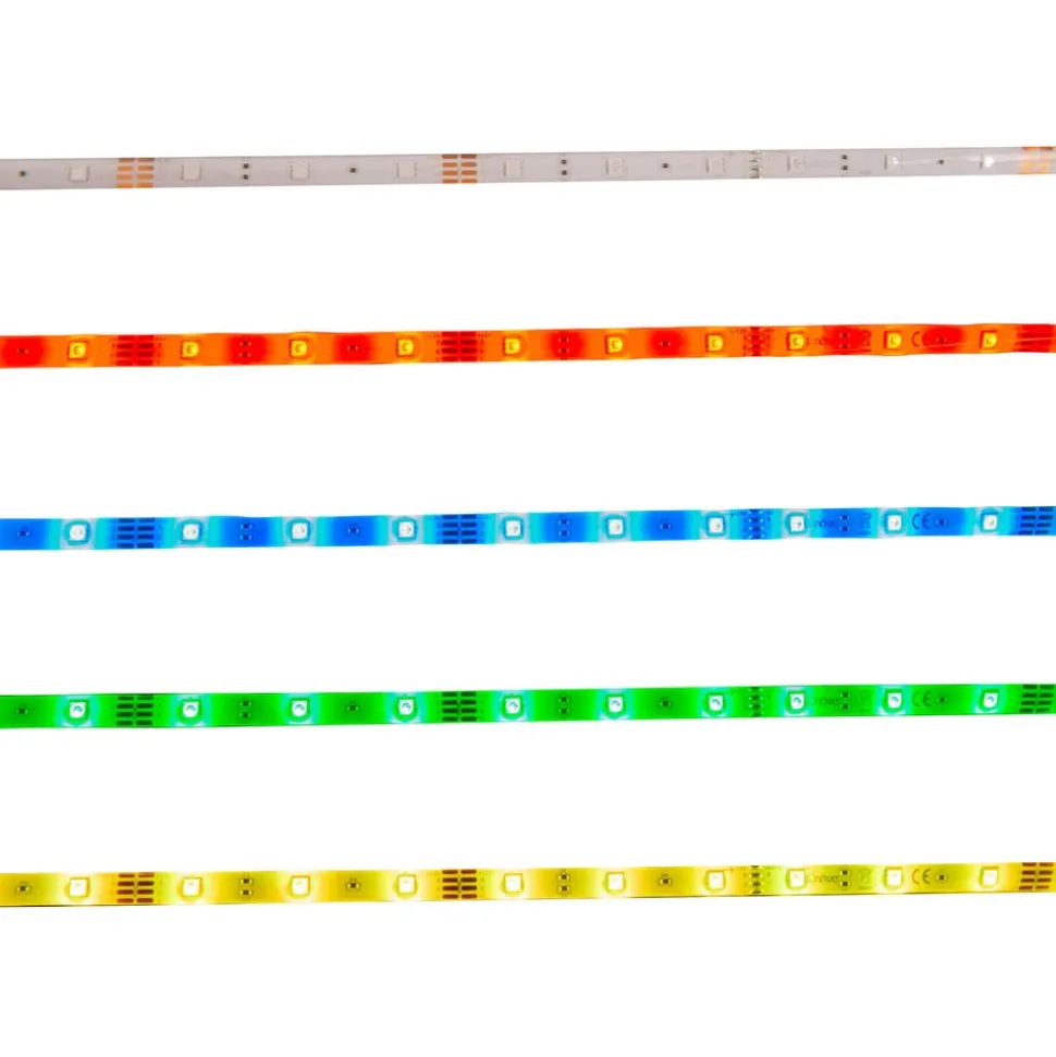 LED-RGB stripe med fjernbetjening, længde 5 meter