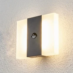 LED-sensor-udendørs væglampe Kumi, grafit, IP44