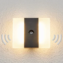 LED-sensor-udendørs væglampe Kumi, grafit, IP44