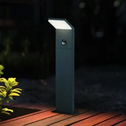 LED-sensor-vejlampe PEARL, højde 50 cm, antracitgrå metal, IP54